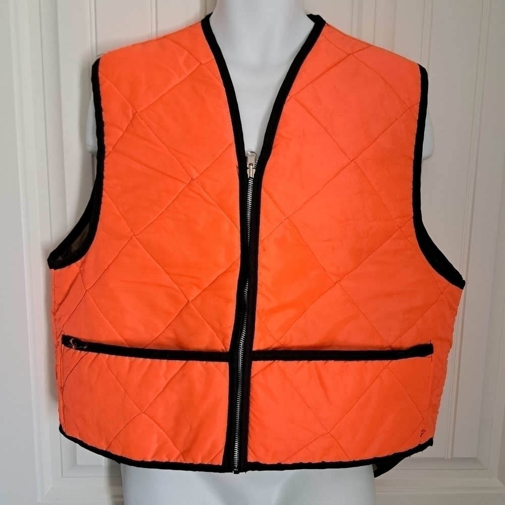 EMPIRE INSULATED WEAR reversible blaze orange CAMO hunting vest zip front MEN XL